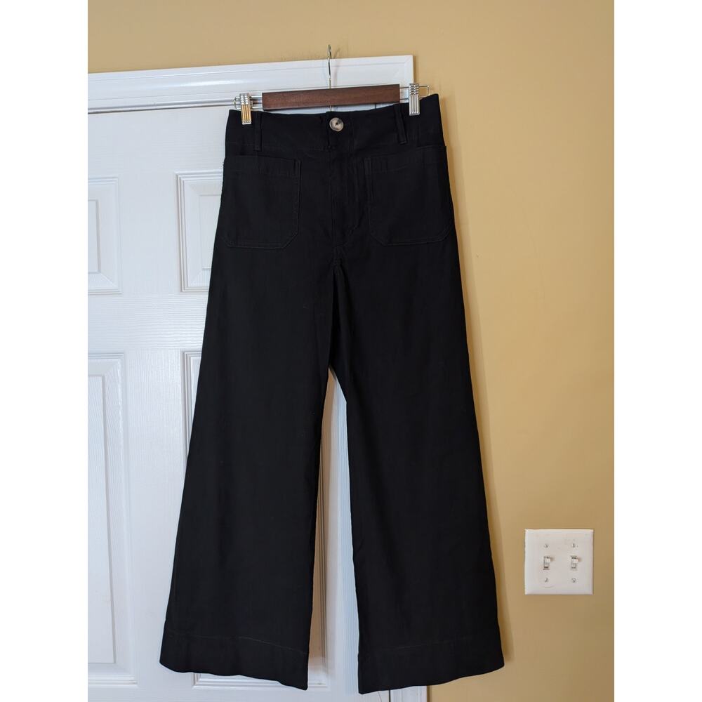 Maeve The Colette High-Rise Cropped Wide-Leg Pants Black Size 28 Minimalist - Picture 2 of 11